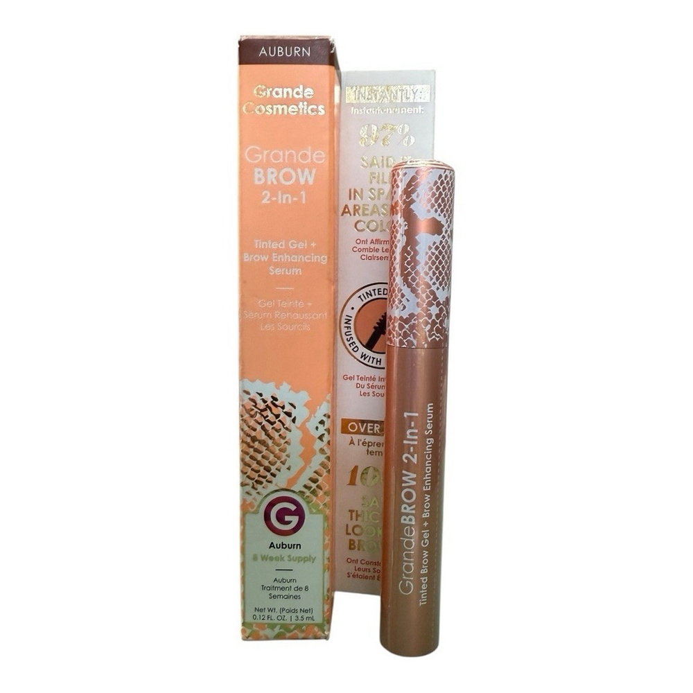 Grande Cosmetics Auburn Grande Brow 2-in-1 Tinted Gel Brow Enhancing Serum New - Picture 4 of 4